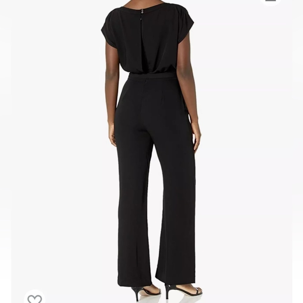 Eliza J Women's Black Jumpsuit with Cap Sleeve and Wide Leg